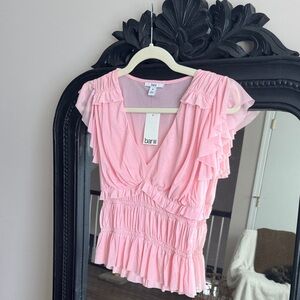 Bar III Blush Ruffle Sleeve Blouse
